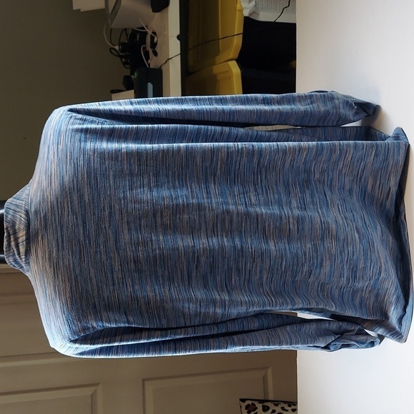 J. Jill Blue Gray Marled Open Cardigan Wrap Roll Sleeve Size L - Picture 2 of 6